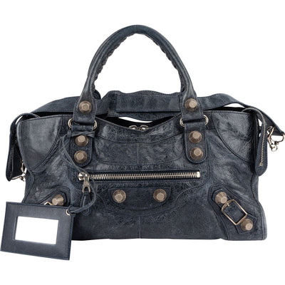 Balenciaga Blue Leather City Handbag