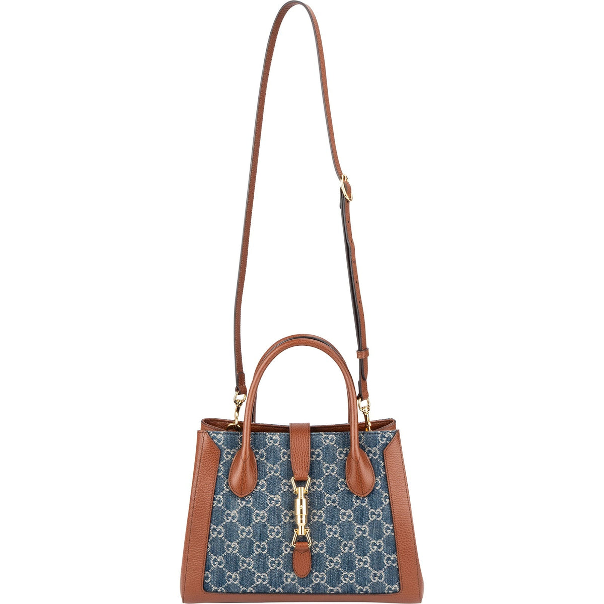 Gucci Monogram GG Denim Jackie 1961 Tote Crossbody Handbag