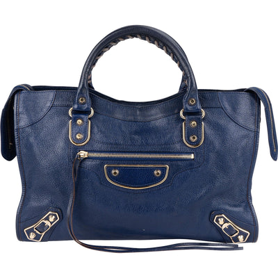 Balenciaga Blue Leather City Handbag