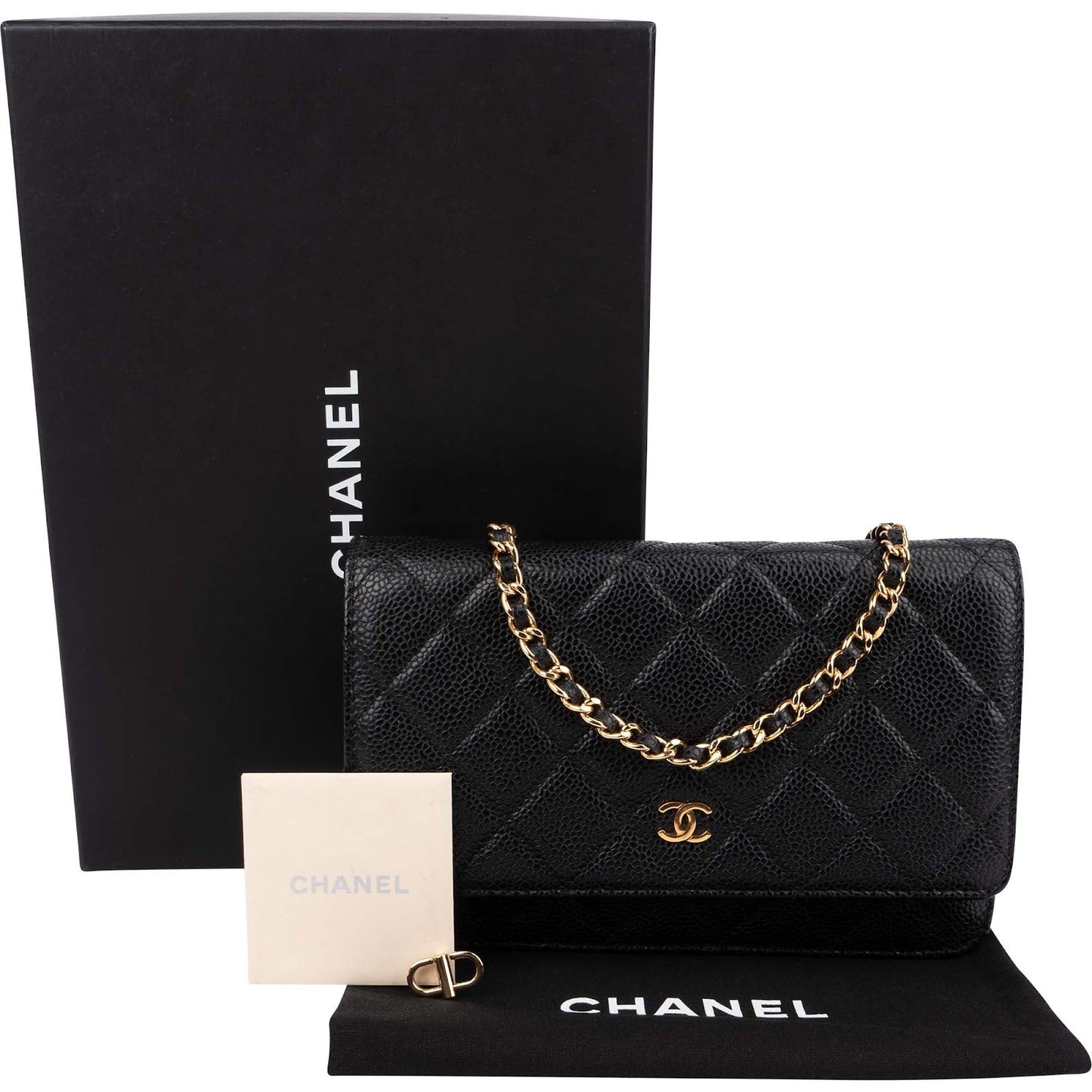 Chanel Quilted Caviar Leather CC Wallet On Chain Crossbody Bag