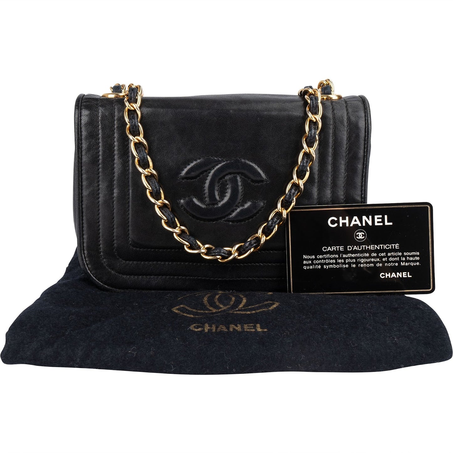 Chanel Lambskin CC Single Flap Camera Crossbody Bag