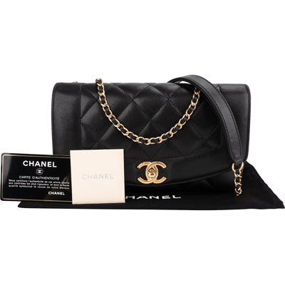 Chanel Quilted Lambskin Diana New Collection Single Flap Crossbody Bag