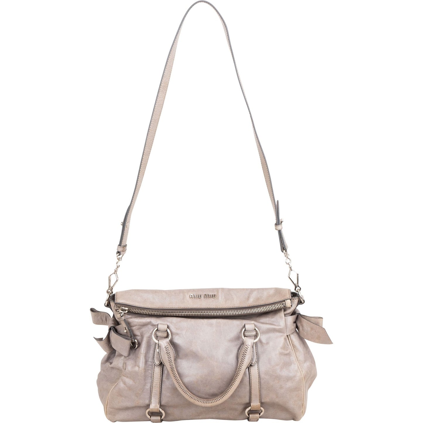 Miu Miu Vitello Lux Leather Bow Handbag