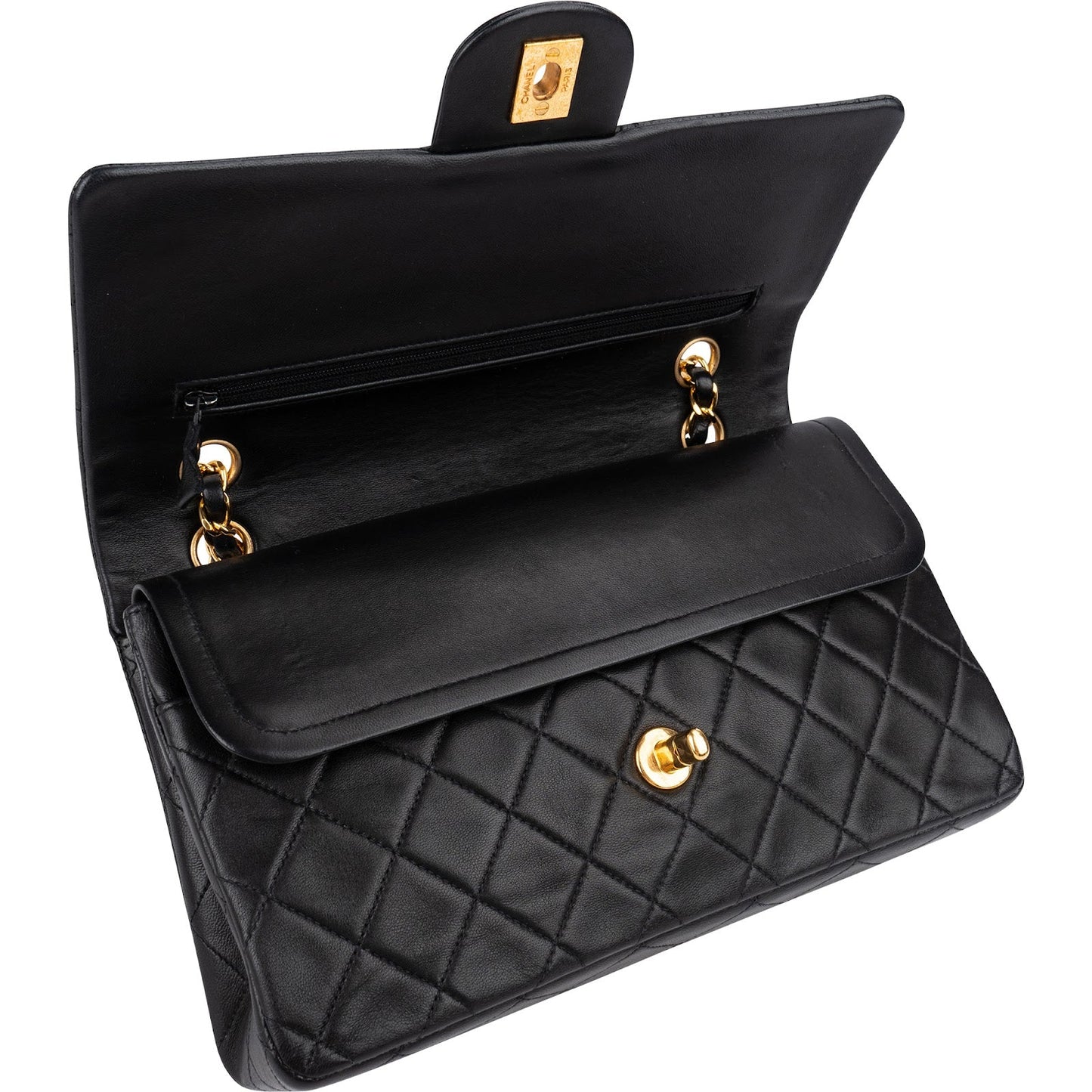 Chanel Quilted Lambskin 24K Gold Medium Double Flap Shoulder Bag