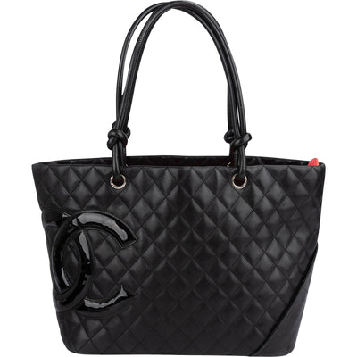 Chanel Quilted Lambskin Cambon Ligne Jumbo Tote Shoulder Bag