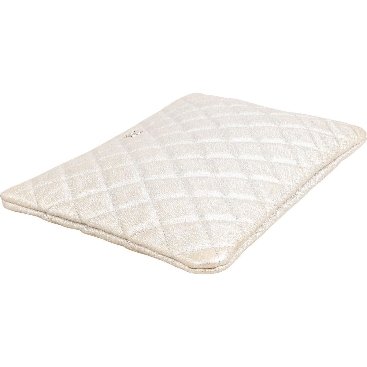 Chanel Quilted Metallic Glittered Caviar Leather CC Clutch