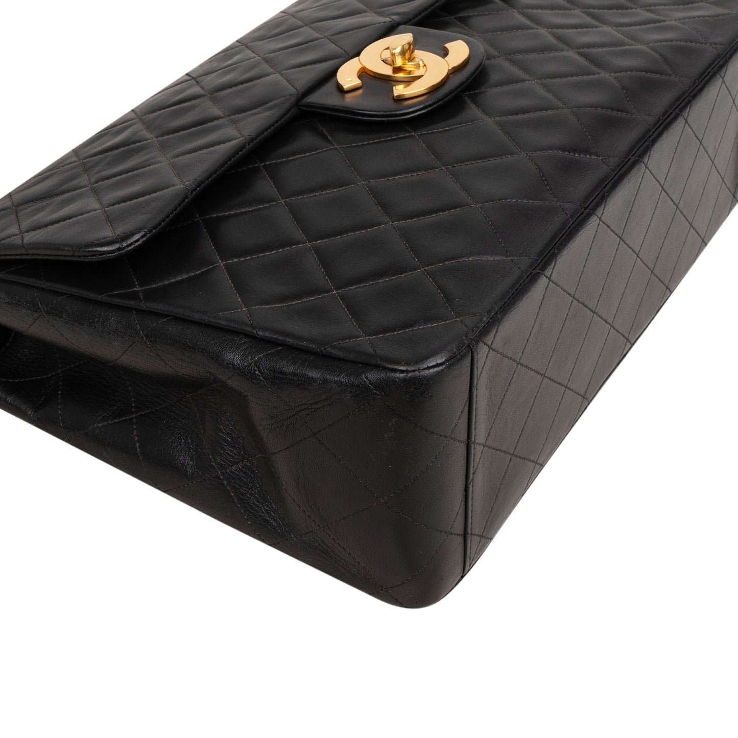 Chanel Quilted Lambskin 24K Gold Jumbo Single Flap Crossbody Bag