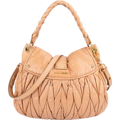Miu Miu Matelassé Leather City Hobo Shoulder Bag