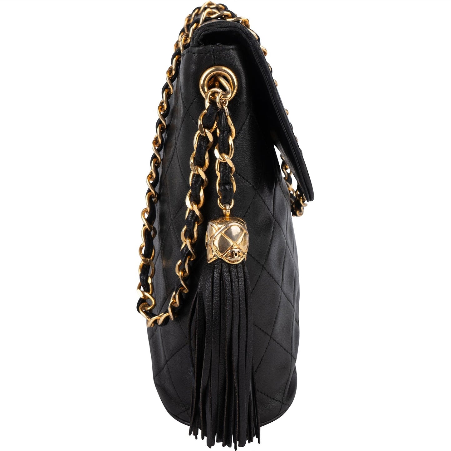 Chanel Quilted Lambskin CC Tassel Single Flap Crossbody Bag