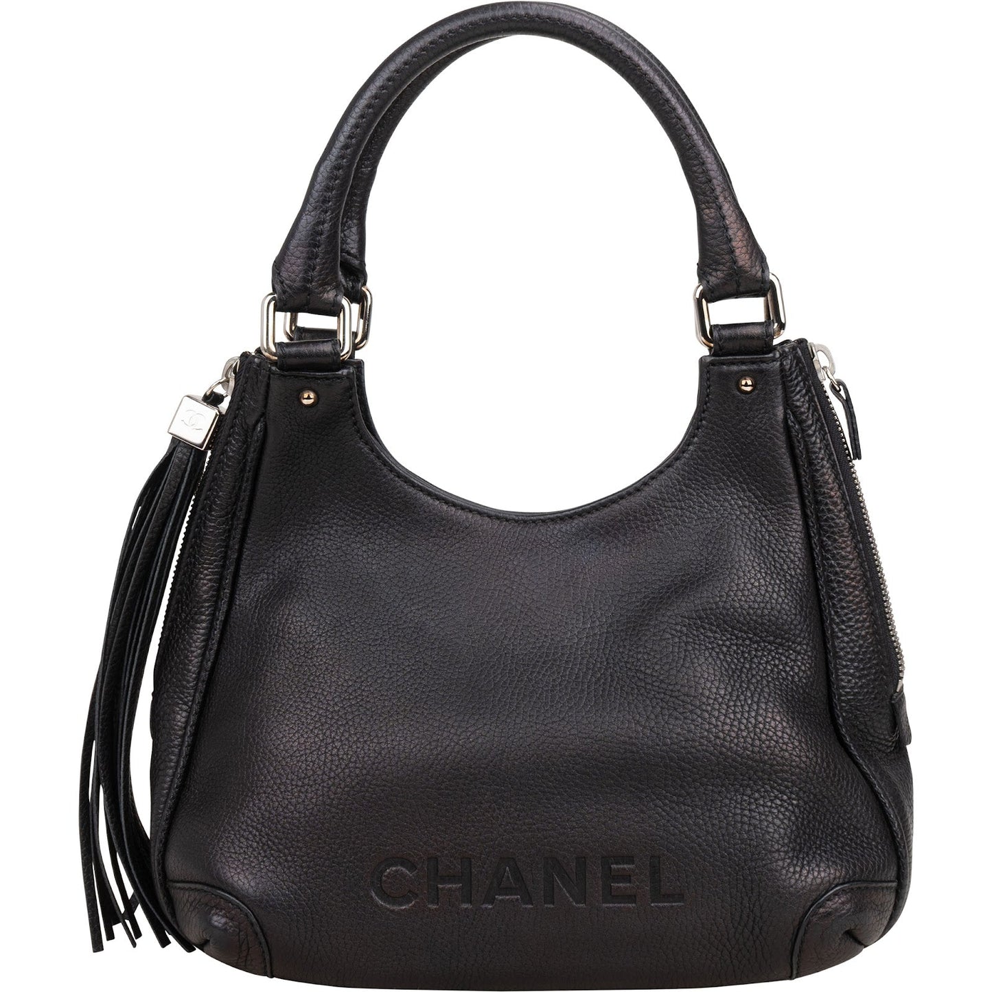 Chanel Grained Calfskin Tassel Hobo Shoulder Bag
