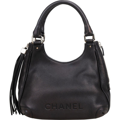 Chanel Grained Calfskin Tassel Hobo Shoulder Bag