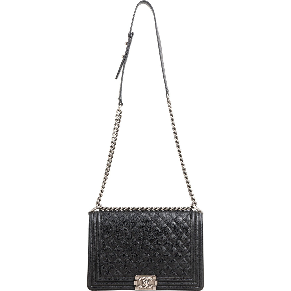 Chanel Quilted Caviar Leather New Medium Boy Single Flap Crossbody Bag