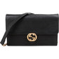 Gucci Grained Leather Interlocking GG Wallet On Chain Crossbody Bag