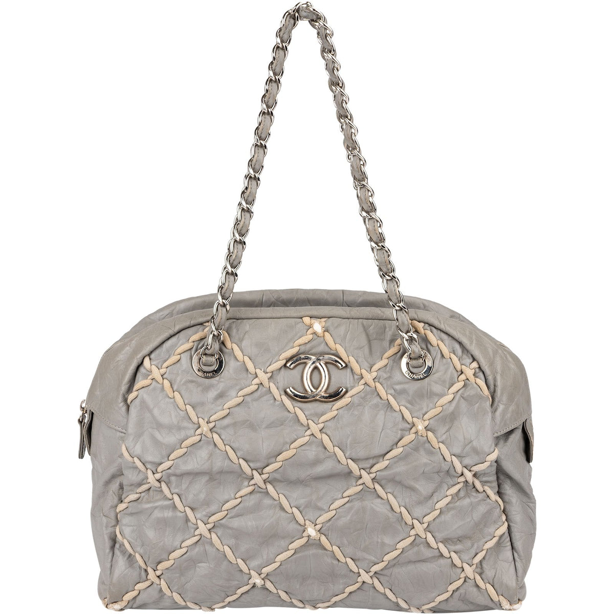 Chanel Crinkled Leather Braided Bowler Shoulder Bag