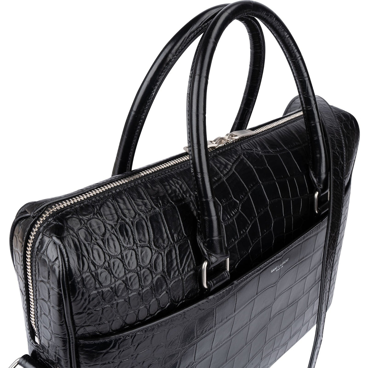 Yves Saint Laurent Croc-Embossed Leather Avec Briefcase Shoulder Handbag