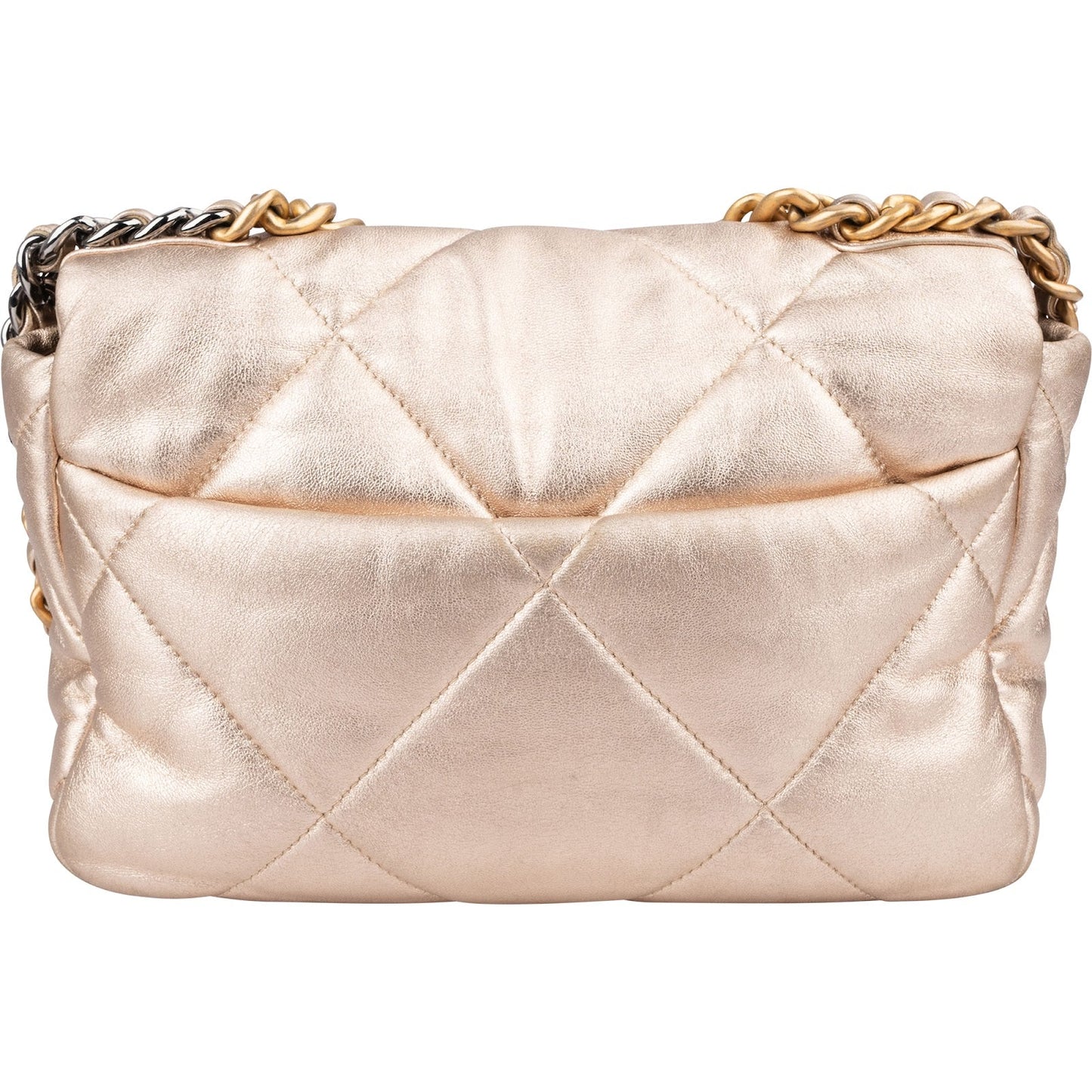 Chanel 19 Quilted Metallic Lambskin Chanel Single Flap Crossbody Bag