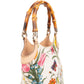 Gucci Floral Print Canvas Bamboo Handle Tote Shoulder Bag