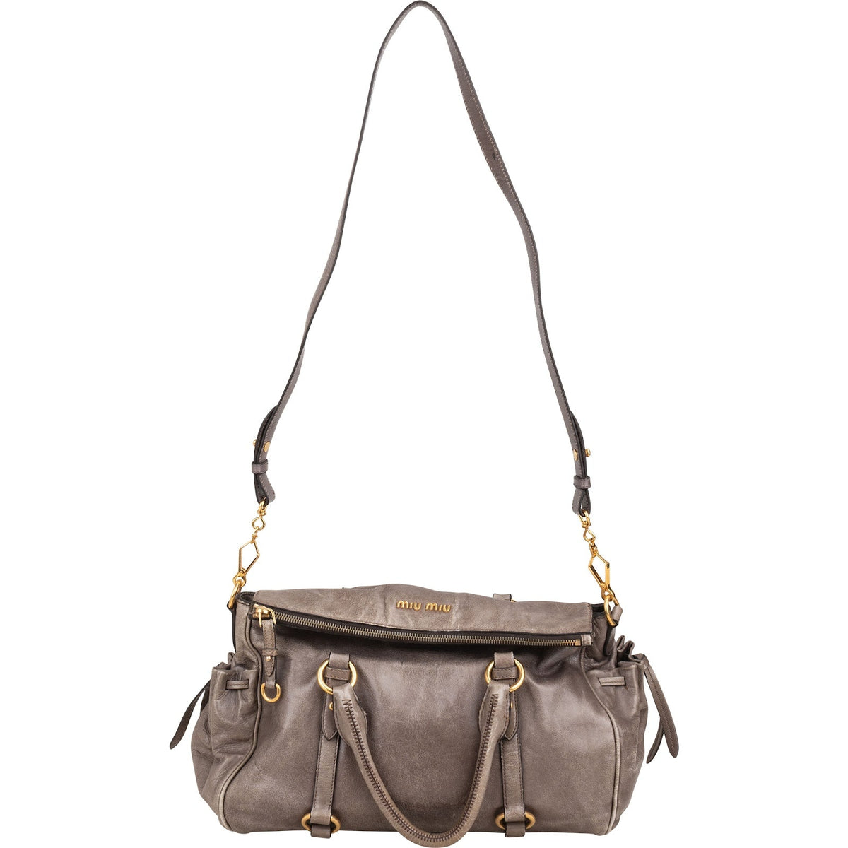 Miu Miu Drawstring Satchel aus Vitello-Lux-Leder – Ansicht 8