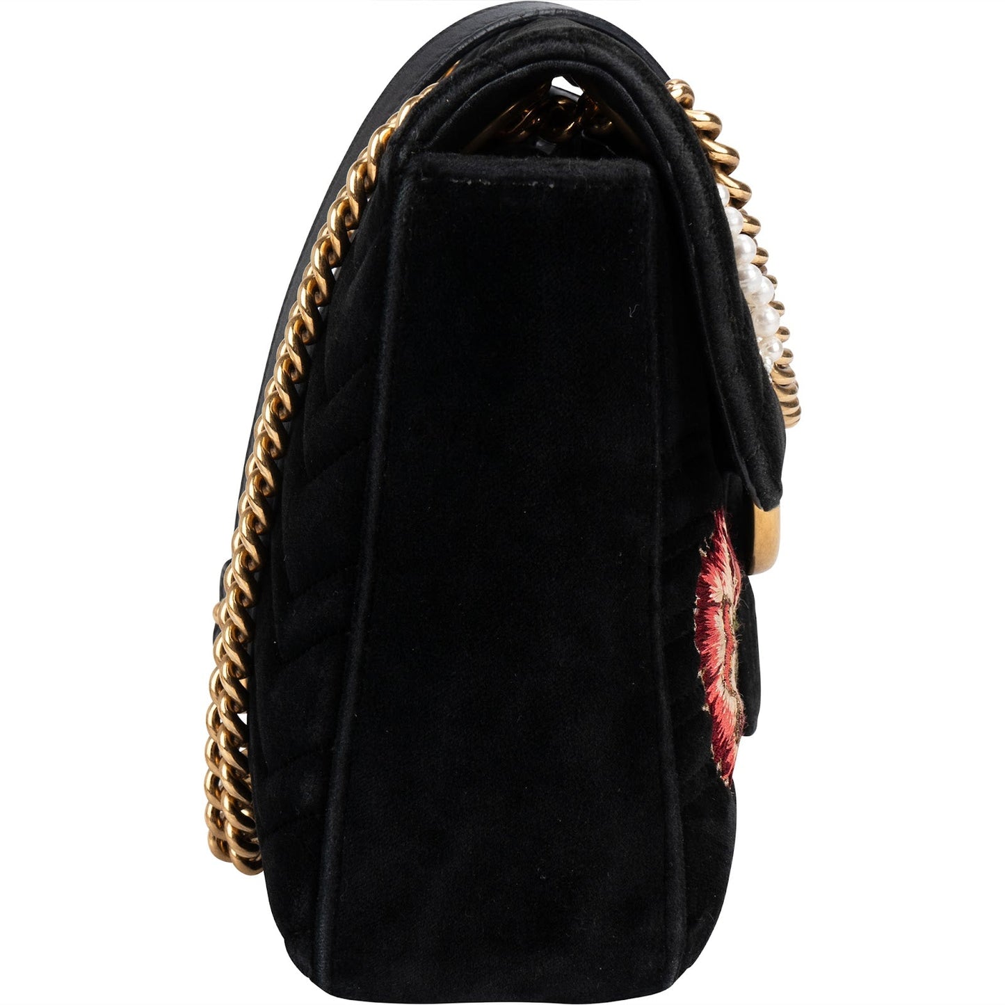 Gucci Monogram Velvet Small GG Marmont 'Loved' Embroidered Shoulder Crossbody Bag