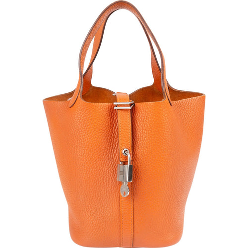 Hermès Potiron Orange Taurillon Clemence Picotin Lock 18 (PM) Handbag