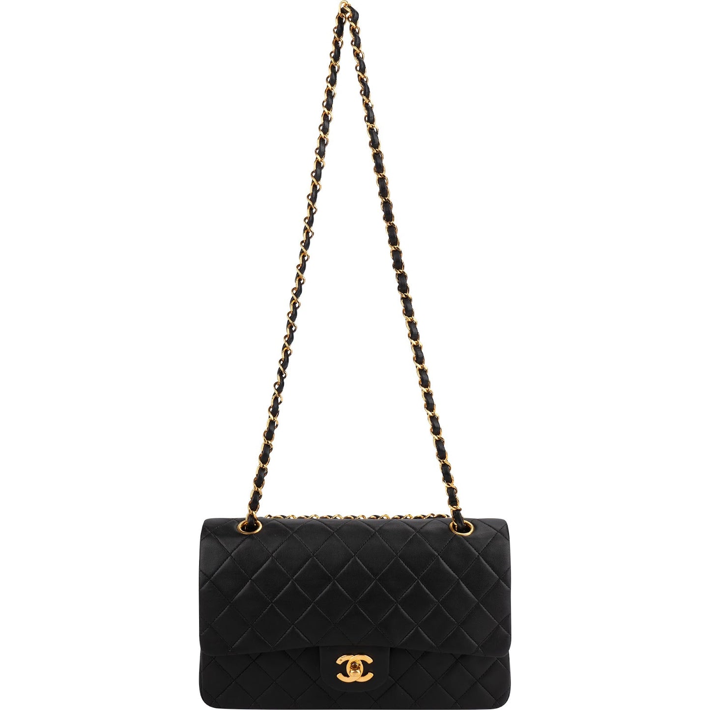 Chanel Quilted Lambskin 24K Gold Medium Double Flap Shoulder Bag