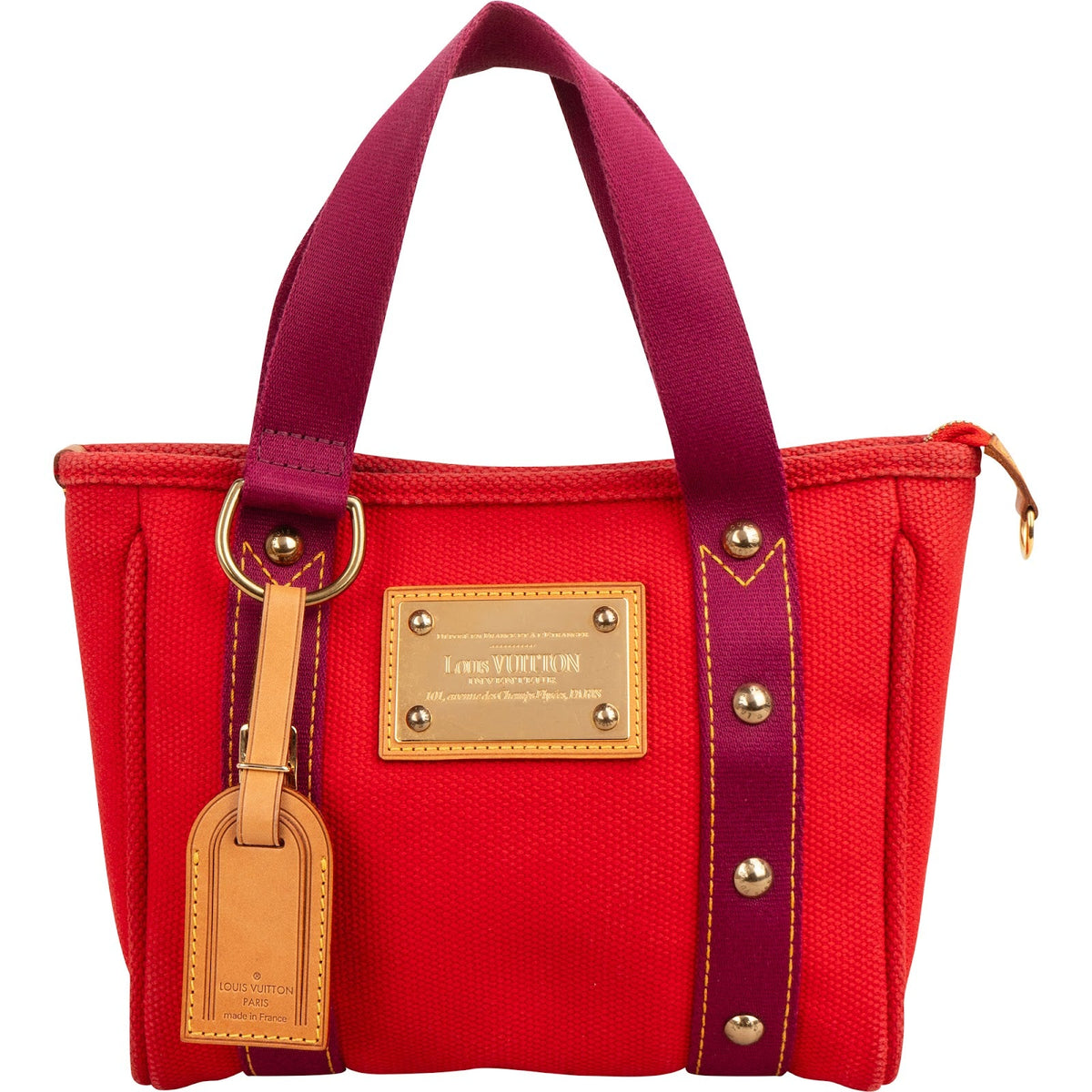 Louis Vuitton Antigua Cabas PM aus roter Baumwolle – Vorderansicht