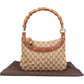 Gucci Monogram GG Bamboo Handle Studded Hobo Handbag
