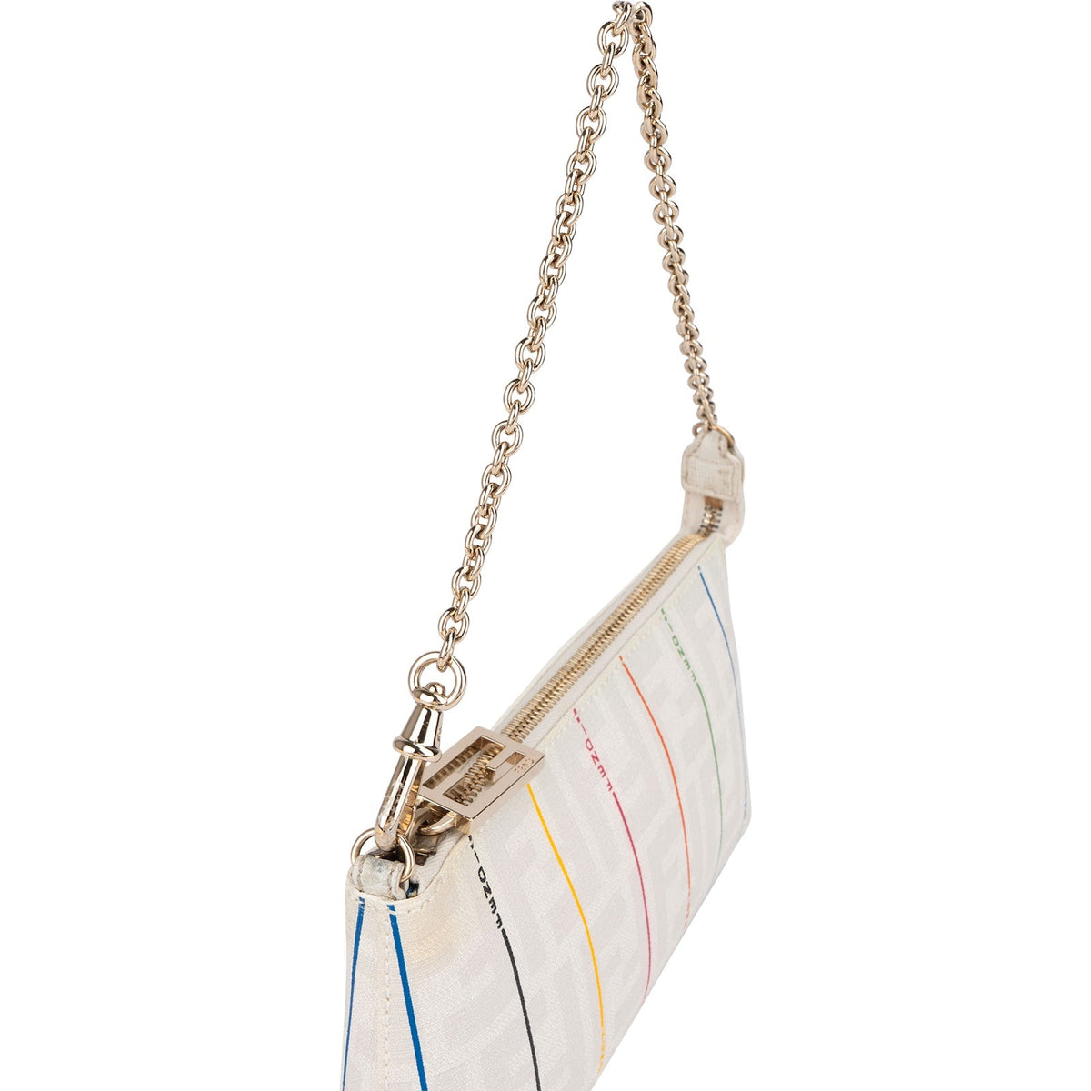 Fendi Monogram FF Zucca Pequin Rainbow Striped Pochette Accessoires Handbag