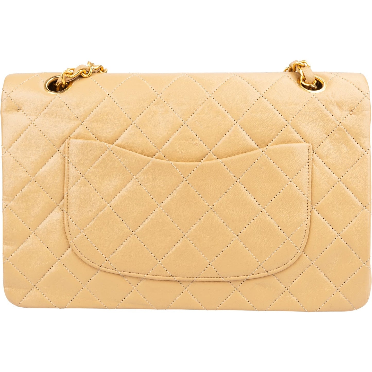 Chanel Quilted Lambskin 24K Medium Gold Double Flap Shoulder Bag