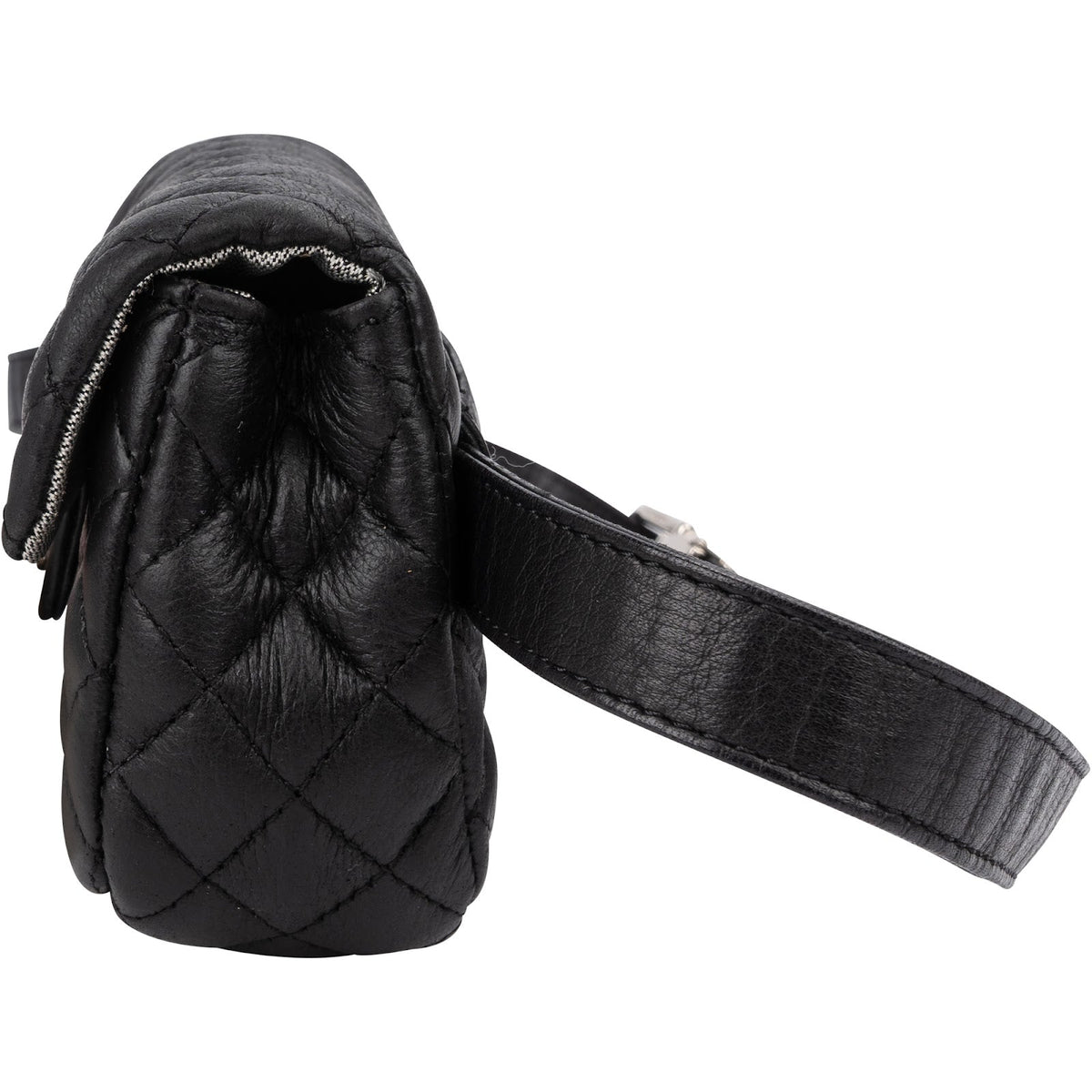 Chanel Noir Quilted Lambskin Palladium Uniform Belt Bag