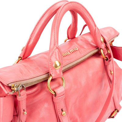 Miu Miu Pink Vitello Lux Leather Bow Handbag