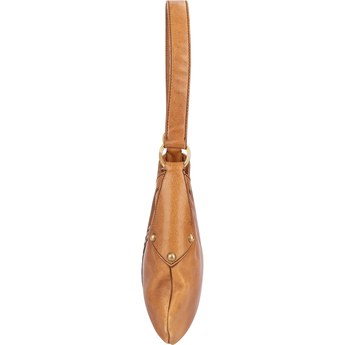 Yves Saint Laurent Leather Stitched Emblem Hobo Shoulder Bag