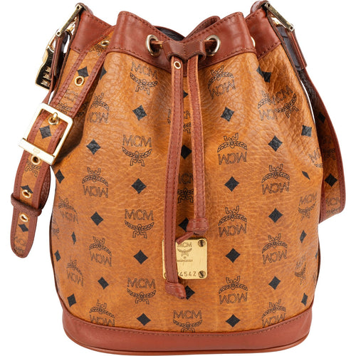 MCM Monogram Visetos Drawstring Bucket Crossbody Bag