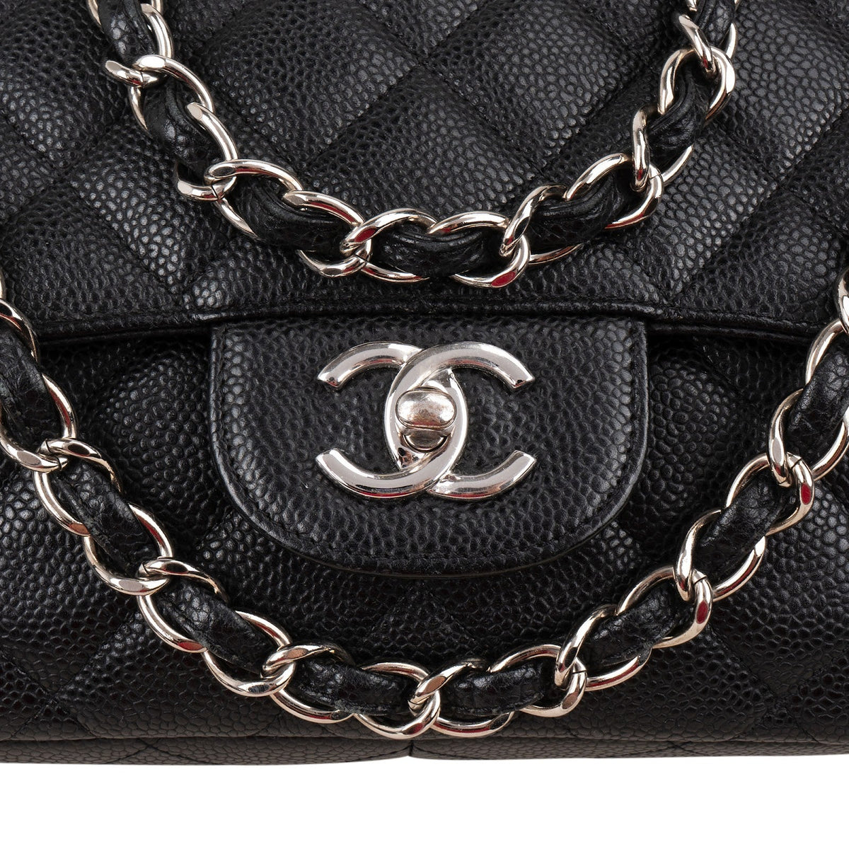 Chanel Quilted Caviar Leather Jumbo Single Flap Crossbody Bag