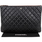 Chanel Black Quilted Caviar Leather CC Clutch