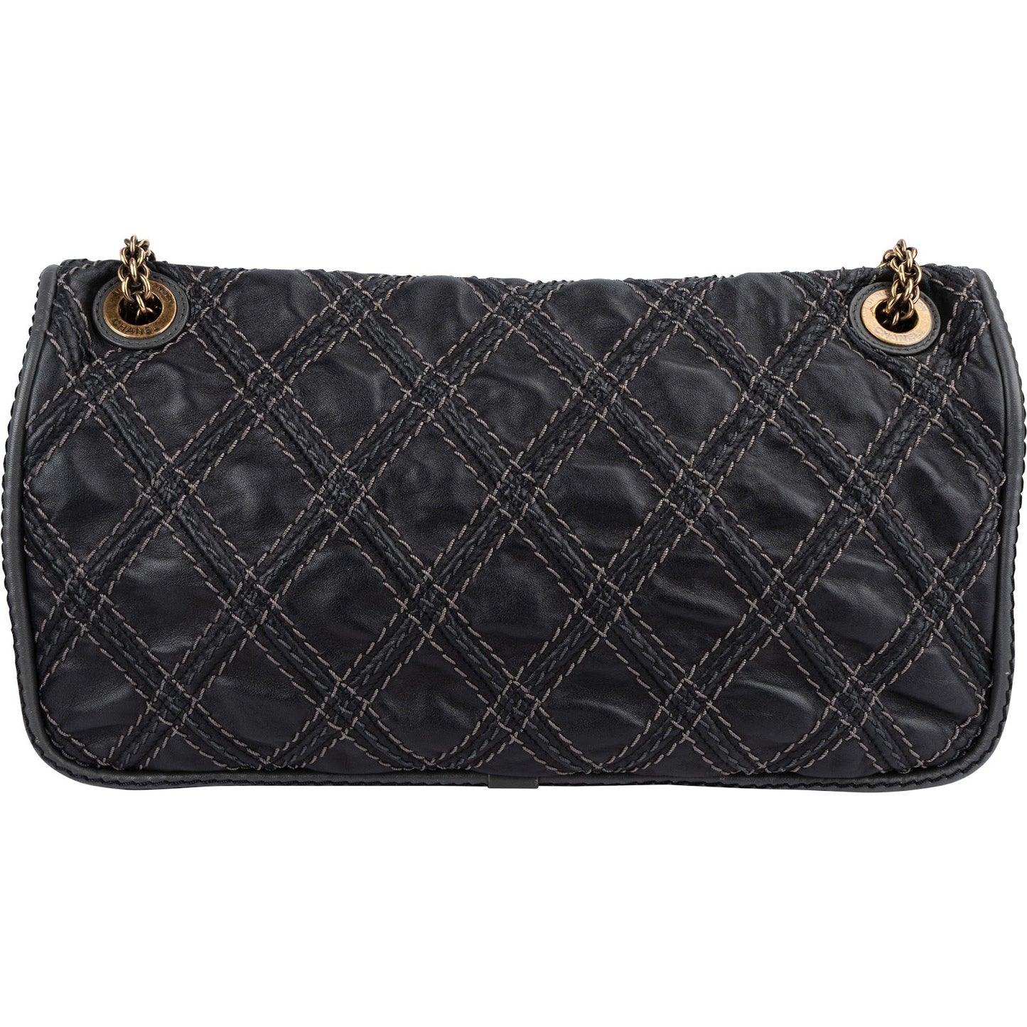 Chanel  Stitching Lambskin Single Flap Shoulder Bag