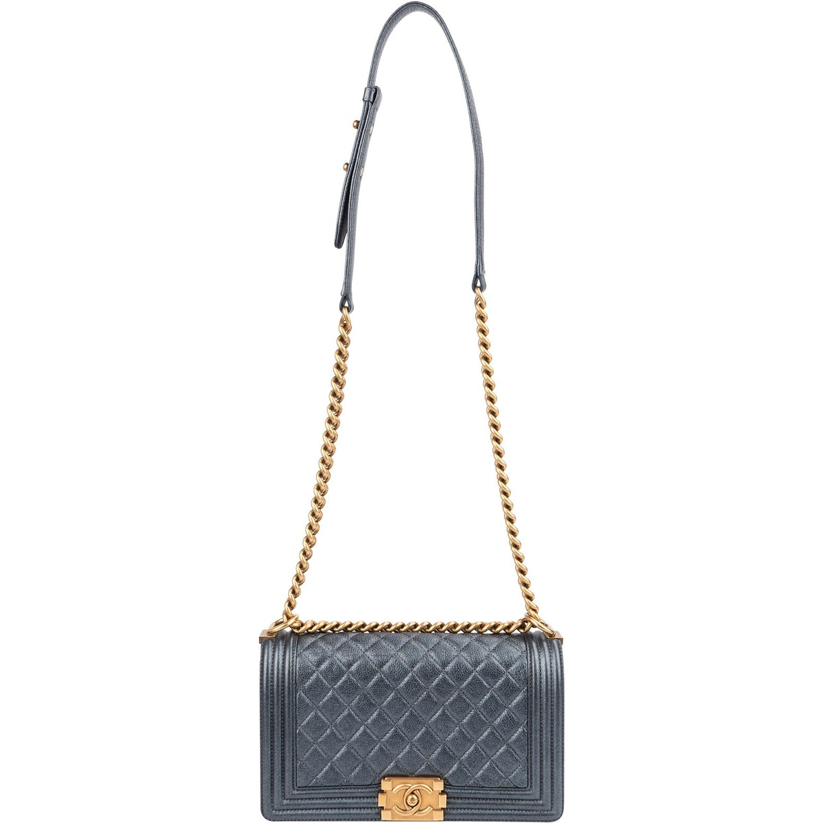 Chanel Quilted Grained Calfskin Medium Boy Single Flap Crossbody Bag