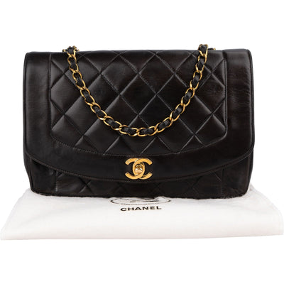 Chanel Quilted Lambskin 24K Gold Medium Diana Single Flap Crossbody Bag