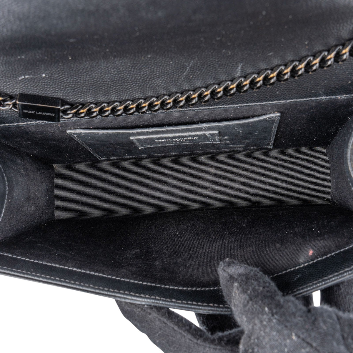 Saint Laurent Grain De Poudre Embossed Leather Kate Chain Crossbody Bag