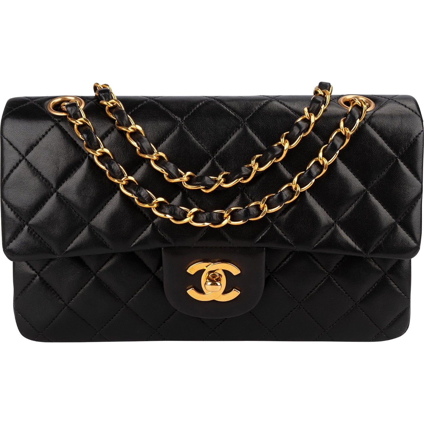 Chanel Quilted Lambskin 24K Small Double Flap Shoulder Bag
