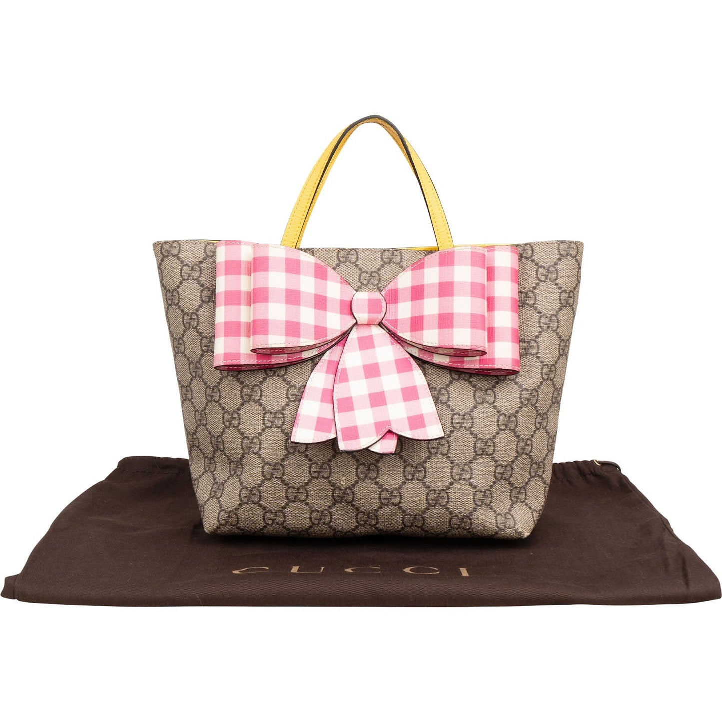 Gucci Monogram GG Supreme Children's Tote Bow Handbag