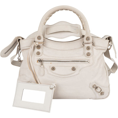 Balenciaga White Leather Small City Handbag