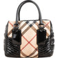 Burberry Quilted Patent Leather Heymarket Check Tote Shoulder Bag