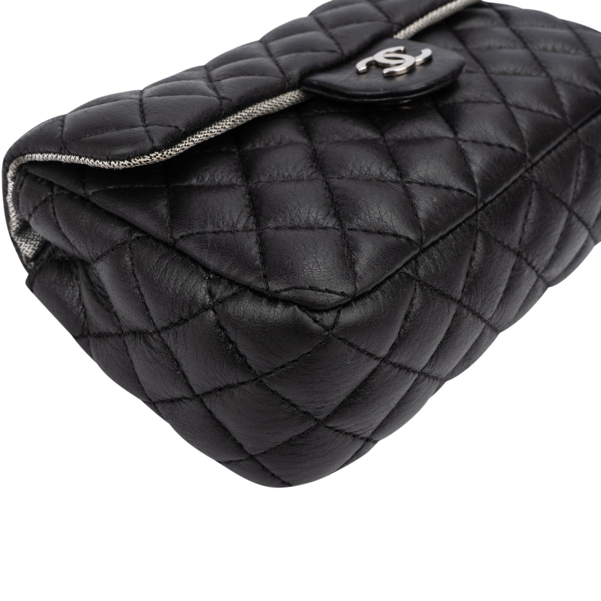 Chanel Noir Quilted Lambskin Palladium Uniform Belt Bag