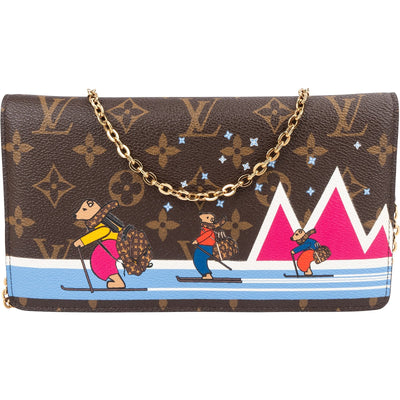 Louis Vuitton Monogram Christmas Animation Illustre Pochette Weekend Crossbody Bag