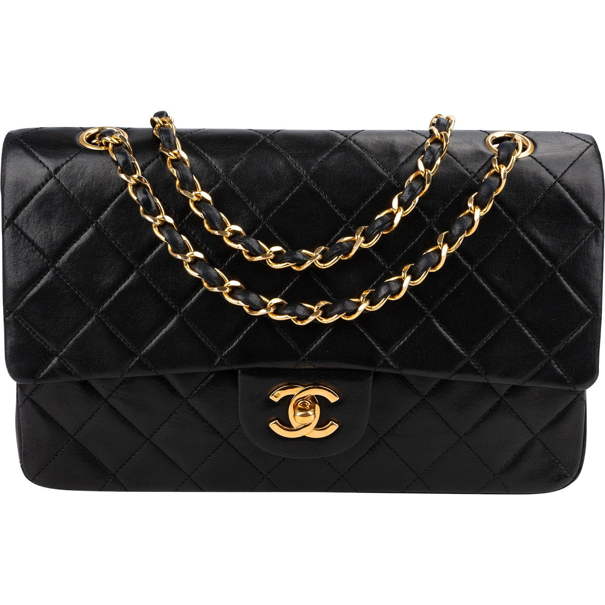 Chanel Medium Double Flap aus gestepptem Lammleder – Vorderansicht