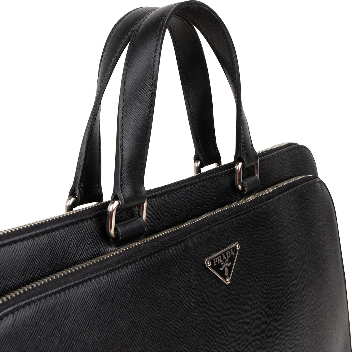 Prada Saffiano Leather Triangle Briefcase Handbag