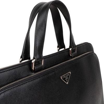 Prada Saffiano Leather Triangle Briefcase Handbag