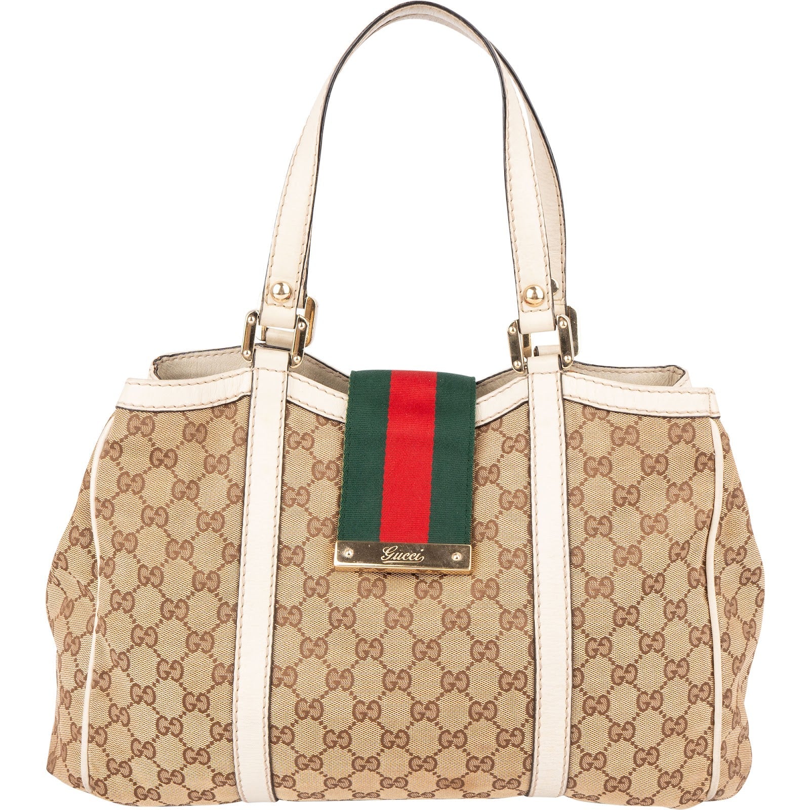 Gucci Monogram GG Canvas Jolicoeur Web Tote Handbag