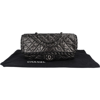 Chanel Quilted Calfskin Chain Me East West Single Flap Shoulder Bag